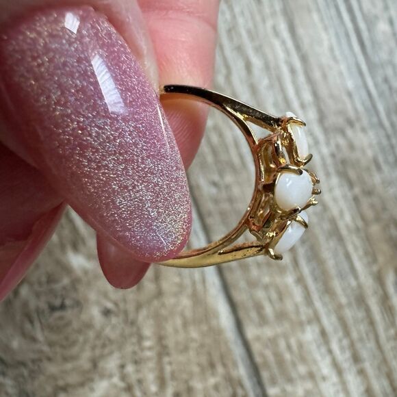 Vintage Gold Plated Opal Ring - Picture 7 of 11